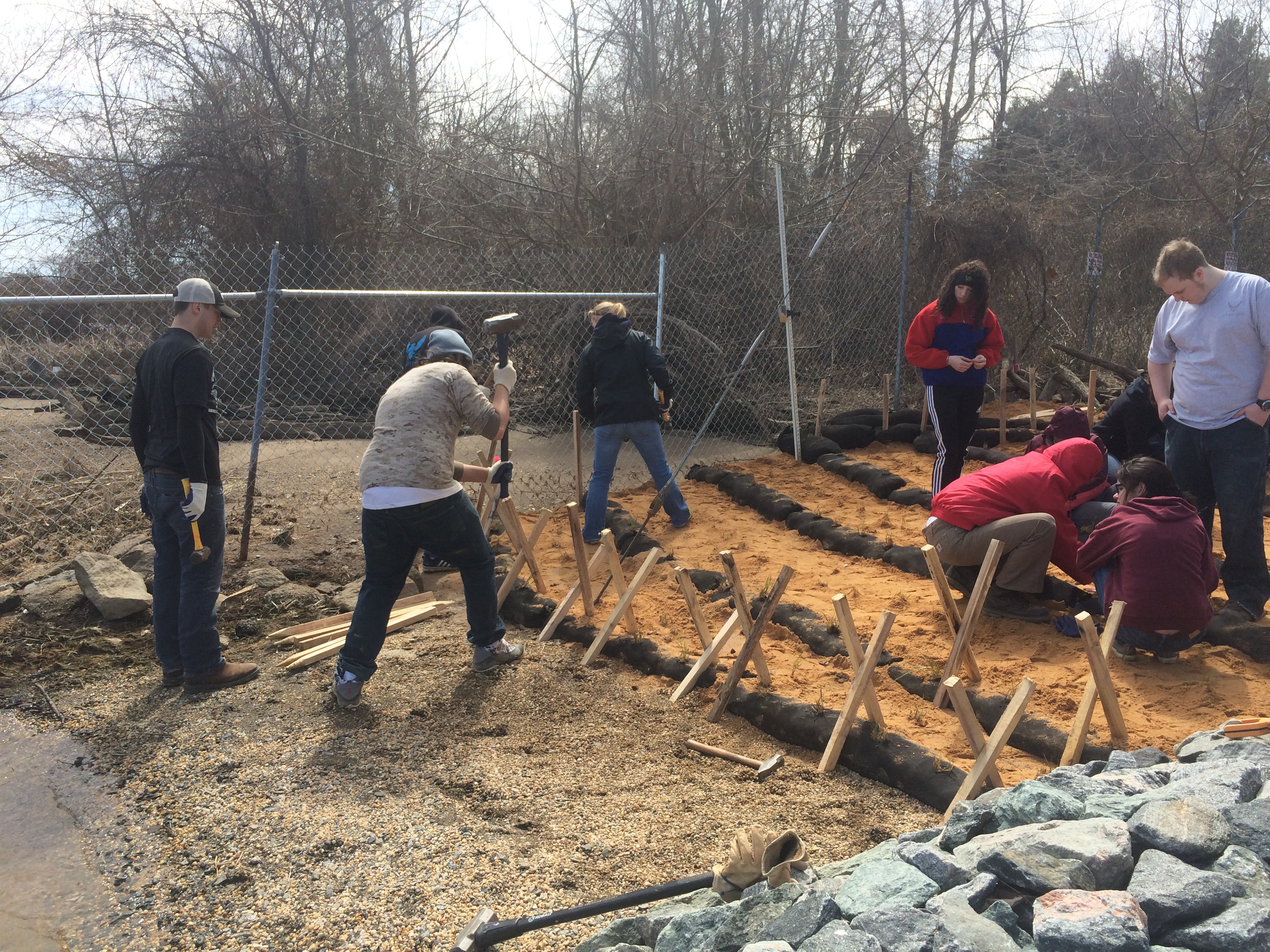 Student Stream Team installs a living shoreline in Port Royal, Virginia